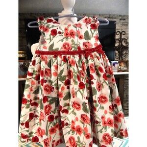 Beautiful Pumpkin Patch 24 Month Dress White wirh Red Flowers & Red Bow.